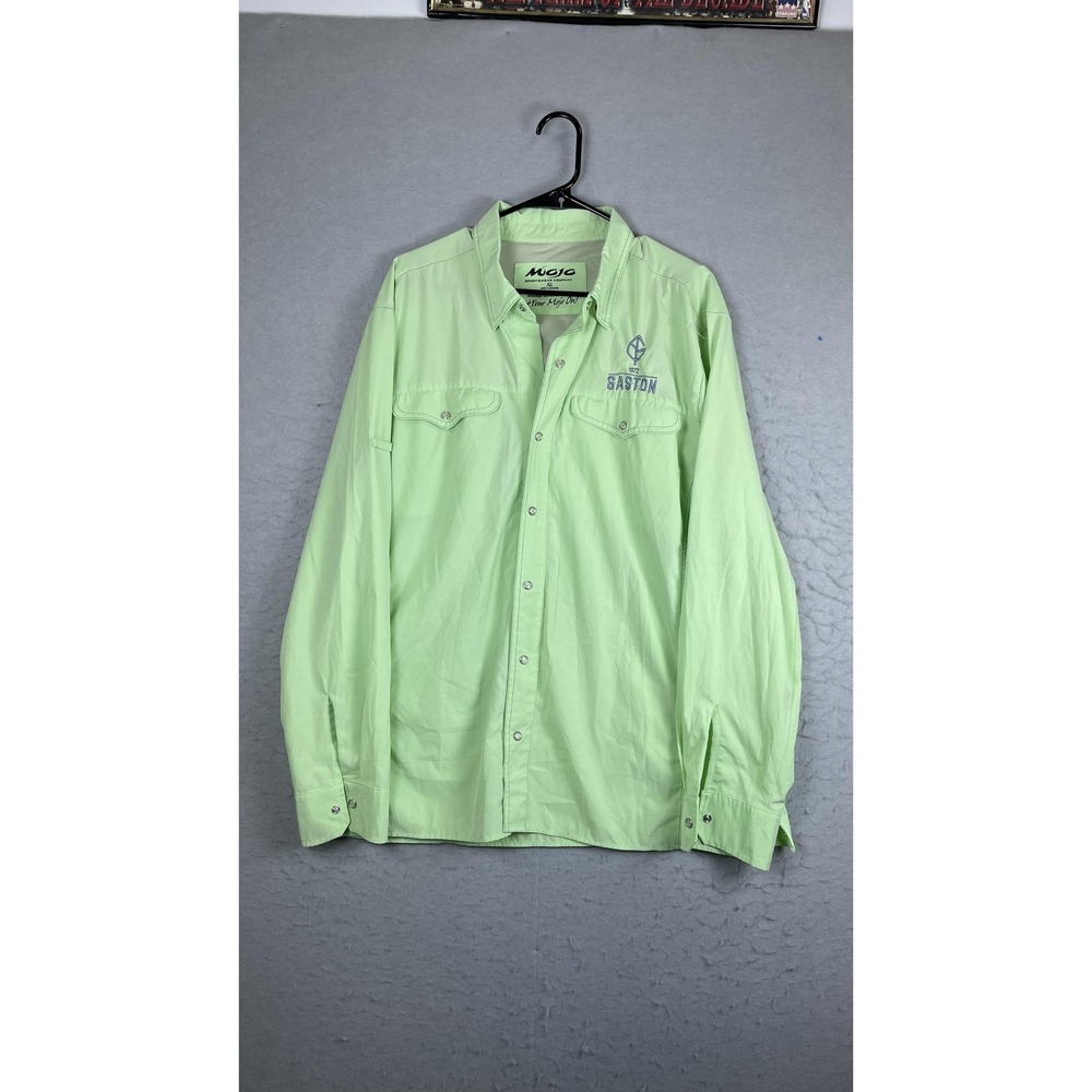Mojo Sportswear Company Shirt Mens XL Green Long Sleeve Snap Fishing Vented